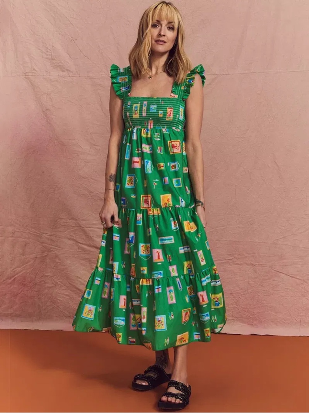 Nobody's Child Maya picture frame midi dress in green US6